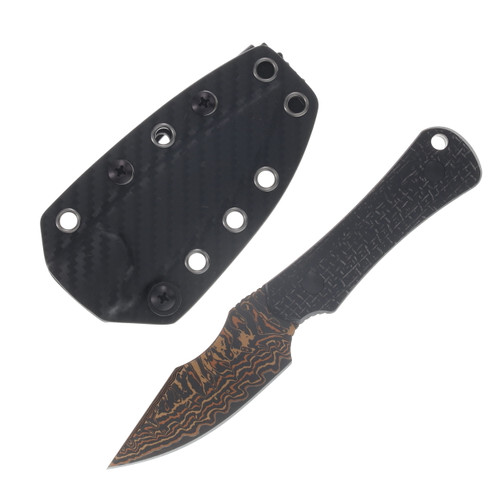 Kizer Bone Fixed Blade Knife Acid Washed Copper Damascus/Black Micarta 1122A2
